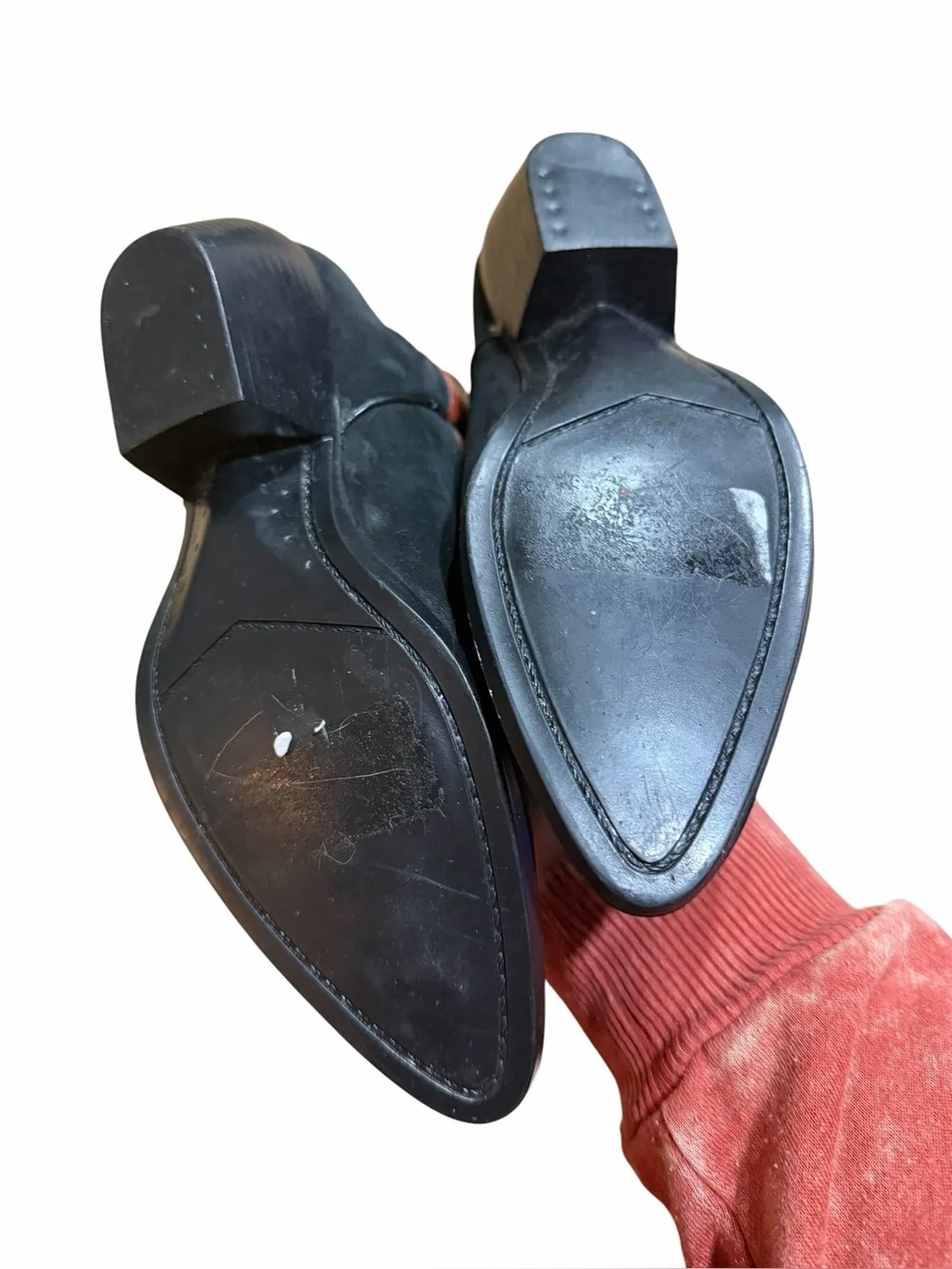 Vintage Black & Red Leather Cowboy Boots Western Pointed Toe Size 8 - Picture 4 of 5
